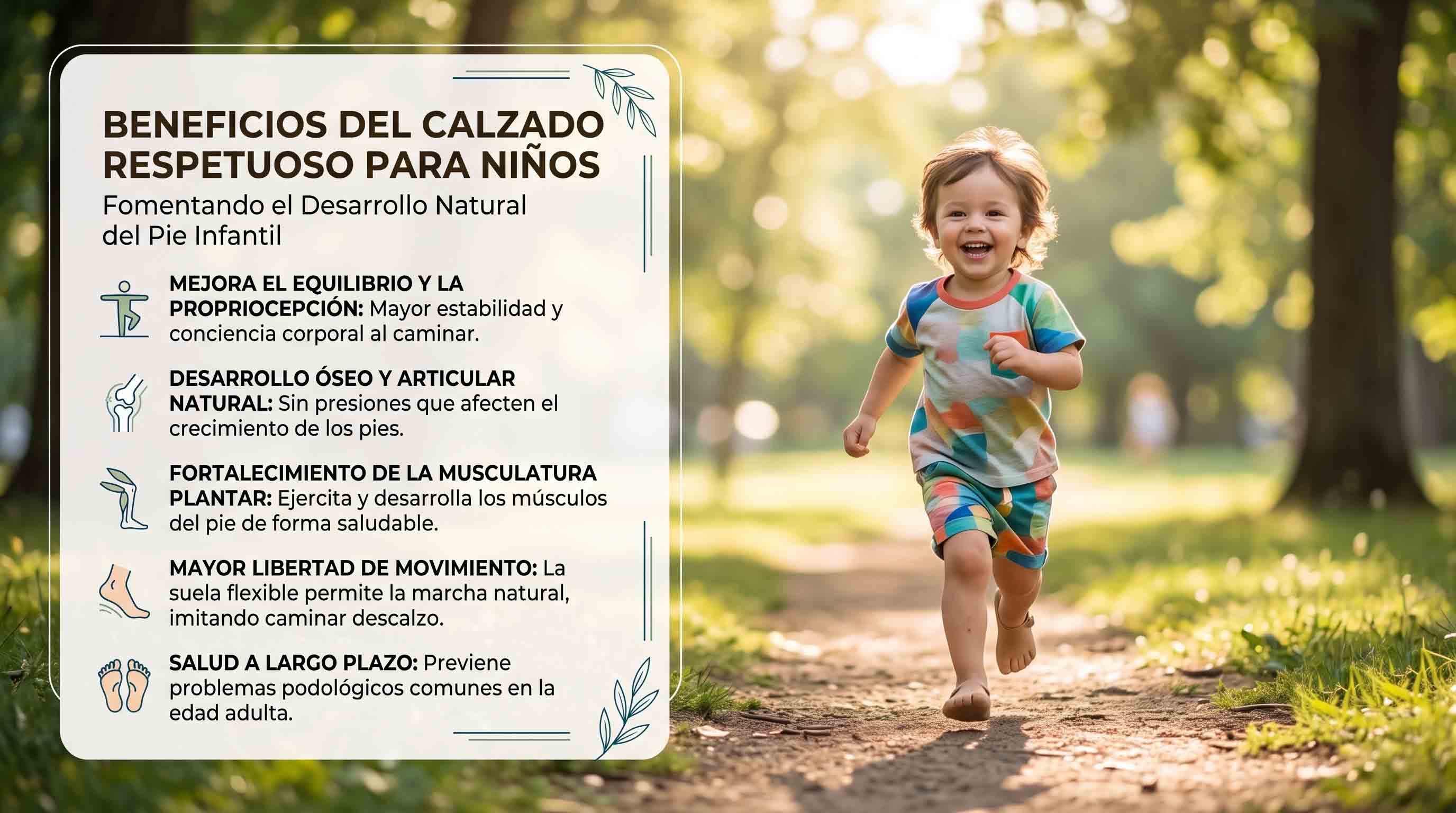 Por qué el calzado respetuoso favorece el desarrollo del pie infantil Desarrollo natural del pie infantil con calzado minimalista: arco plantar, propiocepción y postura correcta